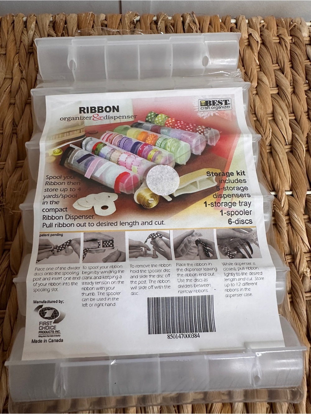 BEST Craft Ribbon Organizer & Dispenser – White Ribbon Storage Kit